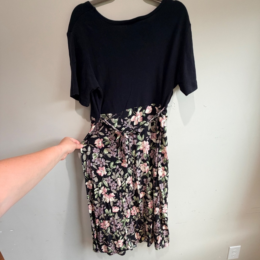 VTG Laura Tyler Floral Dress Womens 18W Short Sleeve Cotton Rayon Cottagecore - Picture 6 of 7